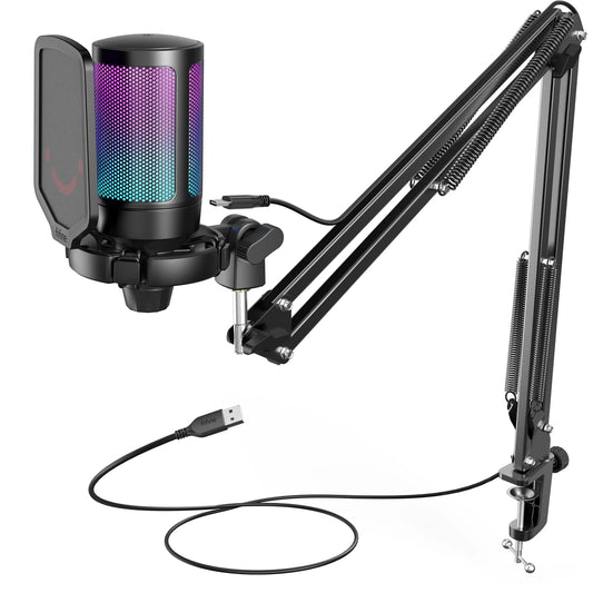 FIFINE USB Gaming Microphone Kit for PC,PS4/5 Condenser Cardioid Mic