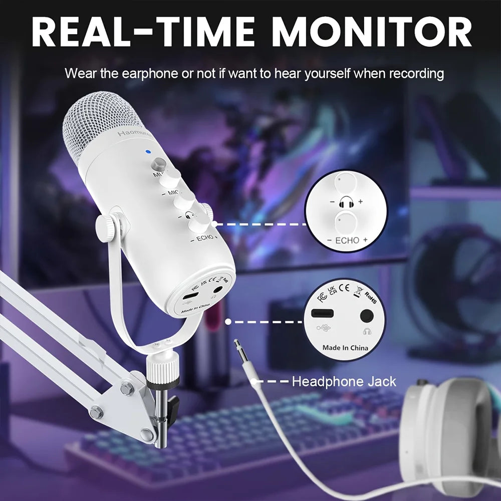 Haomuren Professional USB Streaming Podcast PC Microphone Studio