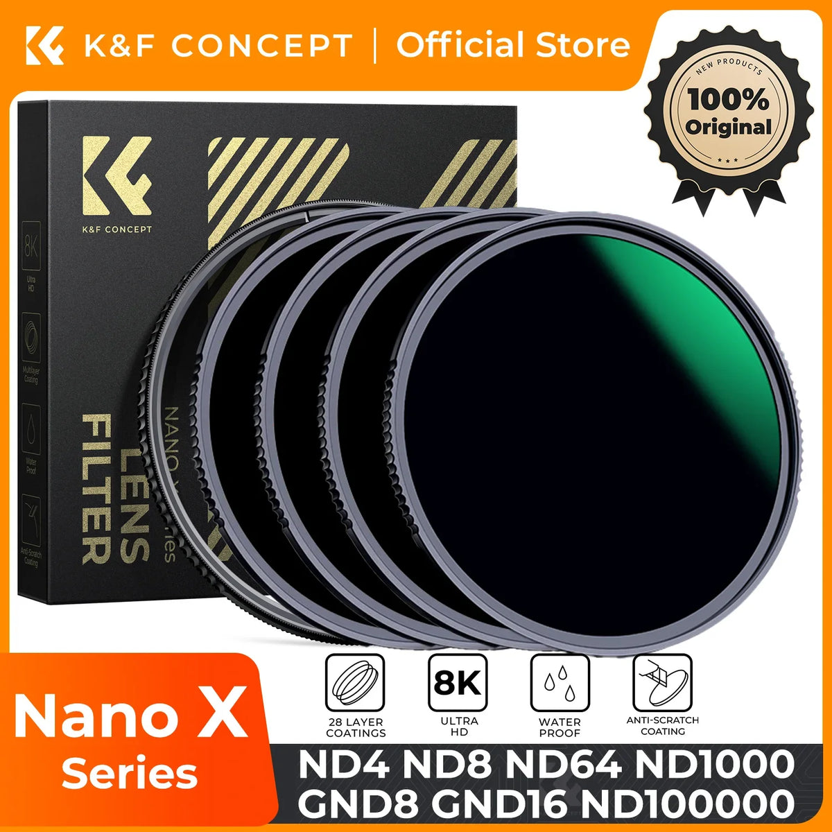 K&F CONCEPT 49-82mm ND Filters ND4/ND8/ND64/ND1000/GND8/GND16 Camera