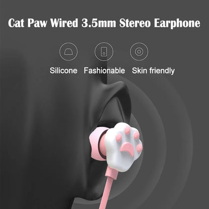 Cat Paw Earbuds Stereo 3.5mm In-Ear Headphones with Mic Earpiece