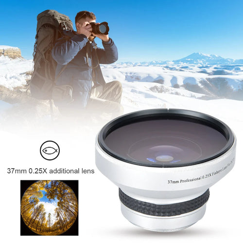 Fisheye Lens Silver Waterproof 37mm 0.25X Fisheye Lens Camera Lenses