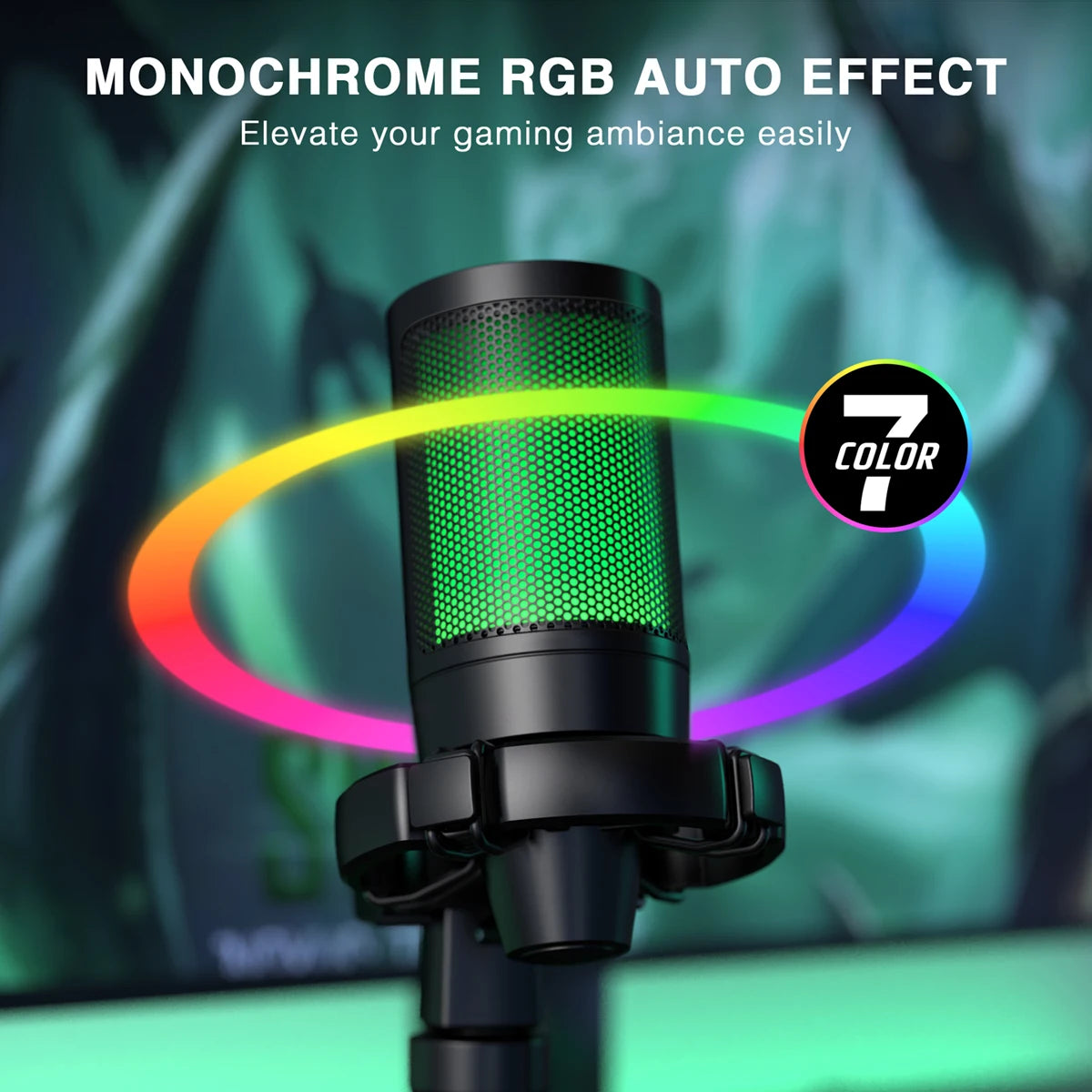 AmpliGame by FIFINE RGB USB Gaming Microphone with Light-touch