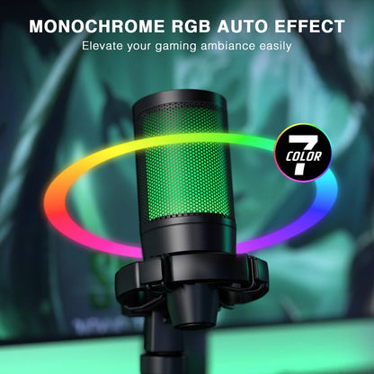 AmpliGame by FIFINE RGB USB Gaming Microphone with Light-touch