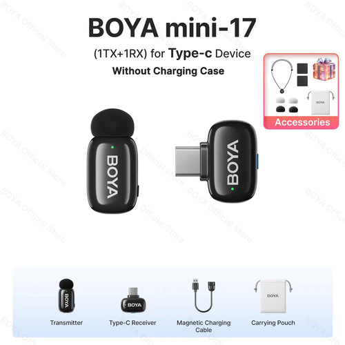 BOYA Mini Wireless Lavalier Lapel Microphone for iPhone iPad Android