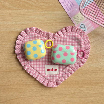Fashion Simple Big Pink Blue Dots Polka Point Pattern Glossy Earphone