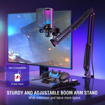 FIFINE USB Gaming Microphone Kit for PC,PS4/5 Condenser Cardioid Mic