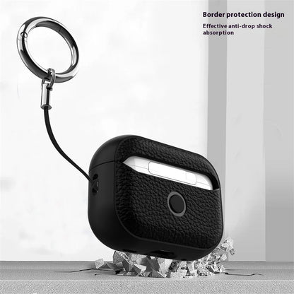 For Airpods Pro3 Case Luxury Lychee Leather Business Earphone Case