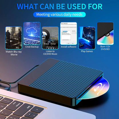 External Blu Ray Drive for Laptop USB3.0&Type C Slot-in BD Burner