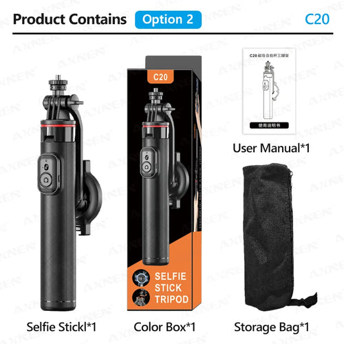 AXNEN C20 Magnetic Selfie Stick Tripod Extendable for Cellphone