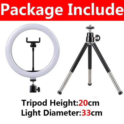 10 inch LED Selfie Ring Light Dimmable Photography Fill Lamp with Mini