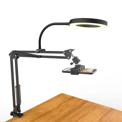 Overhead Tripod for Phone with Ring Light Desktop Cellphone Bracket