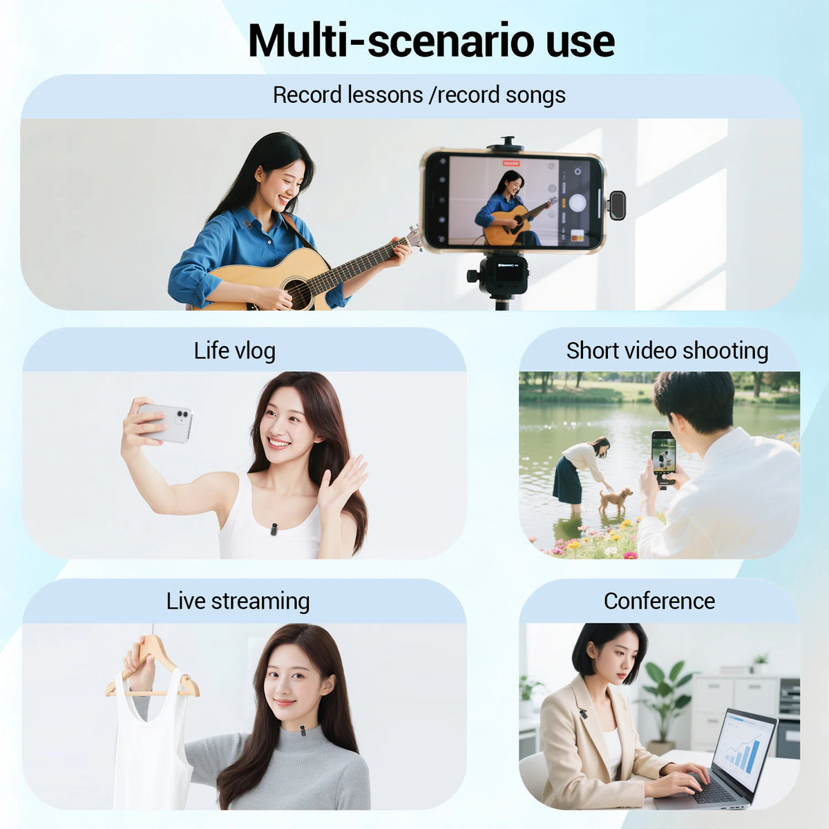 Mini Wireless Lavalier Microphone with Charging Case, 2.4G Noise