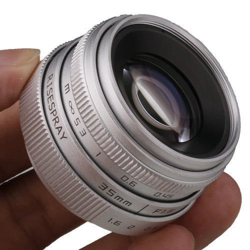 Silver Mini 35mm f/1.6 APS-C CCTV Lens+Adapter Ring for