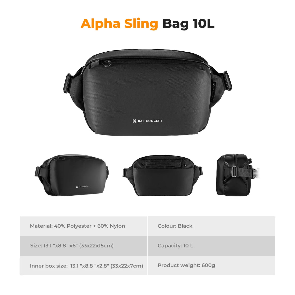 K&F Concept 10L Camera Shoulder Bag for Digital Canon/Nikon/Sony/DJI