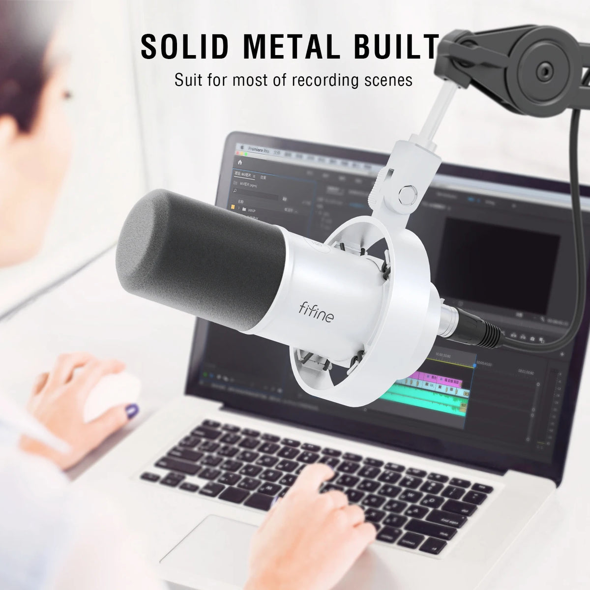 FIFINE Recording XLR Dynamic Microphone with Real-time Monitoring,USB
