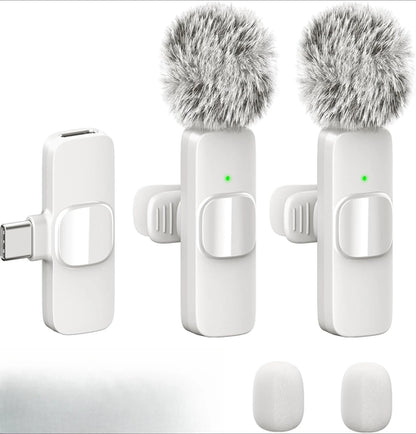Wireless Lavalier Microphone Mini Lapel Mic with Noise Cancellation