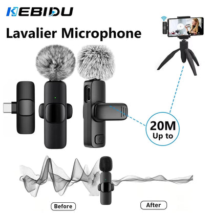 KEBIDU Wireless Lavalier Microphone Noise Cancelling Audio Video