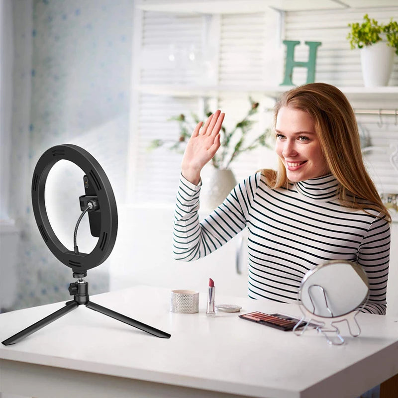 33cm LED Selfie Ring Light Photography Lights Warm Cold Lamp With