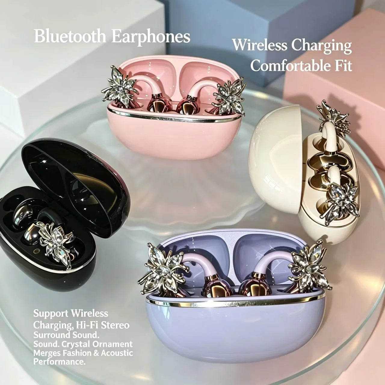 Fashion OWS Clip On Earbuds ENC Clear Call Low Latency Bluetooth