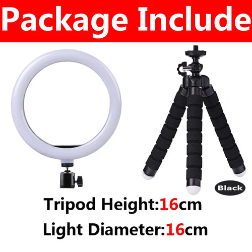 10 inch LED Selfie Ring Light Dimmable Photography Fill Lamp with Mini