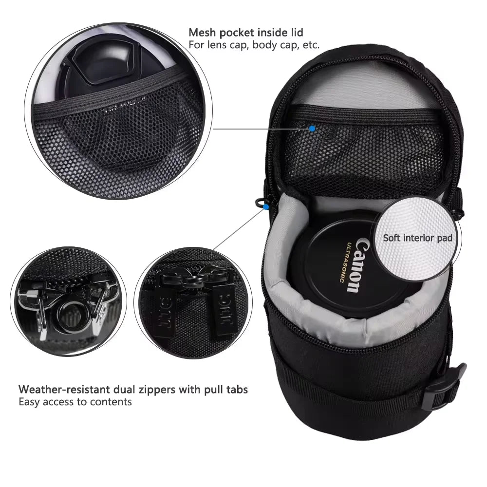 JJC Camera Lens Case Water Resistant Lens Pouch for DSLR Camera Lens