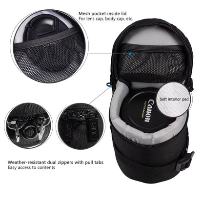 JJC Camera Lens Case Water Resistant Lens Pouch for DSLR Camera Lens