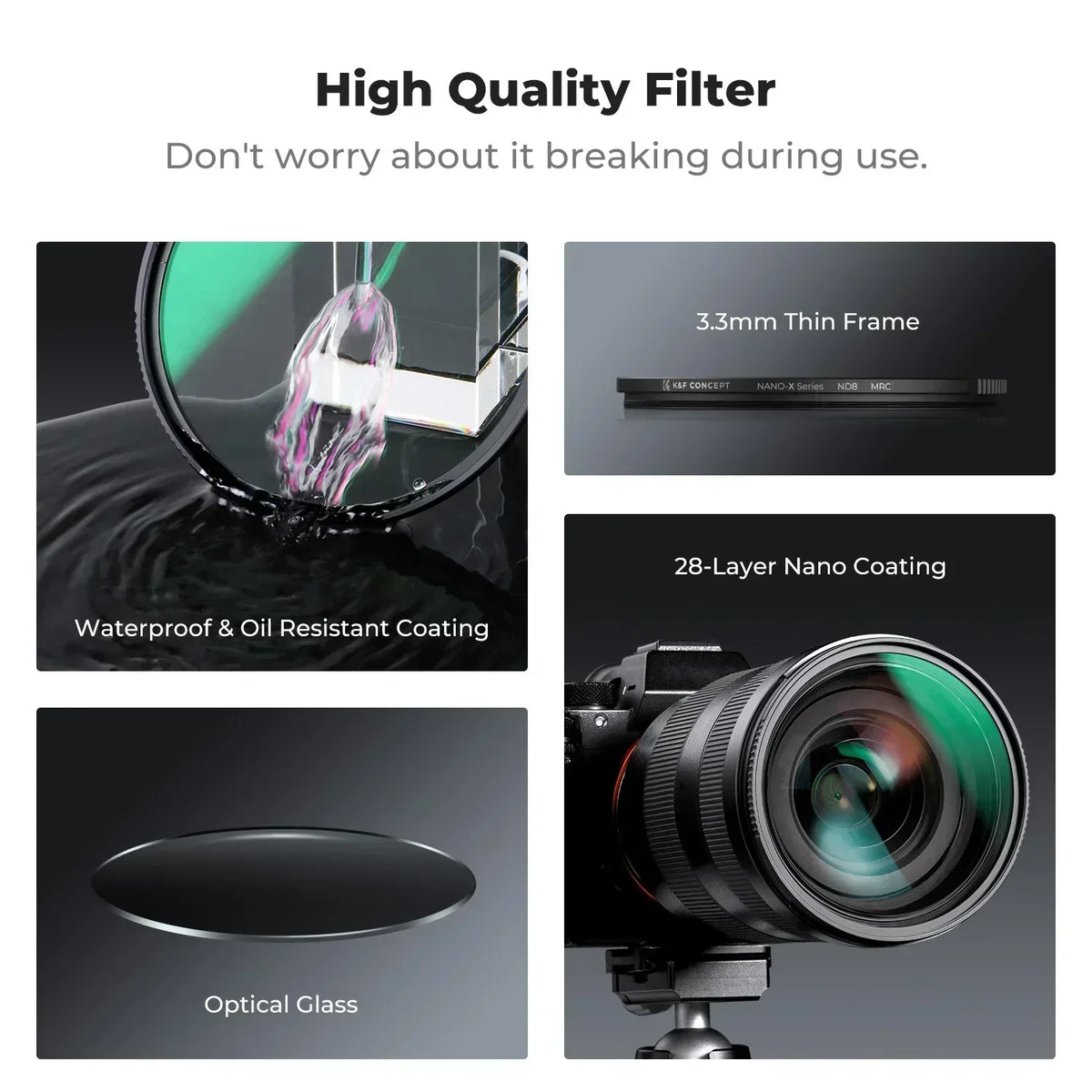 K&F CONCEPT 49-82mm ND Filters ND4/ND8/ND64/ND1000/GND8/GND16 Camera