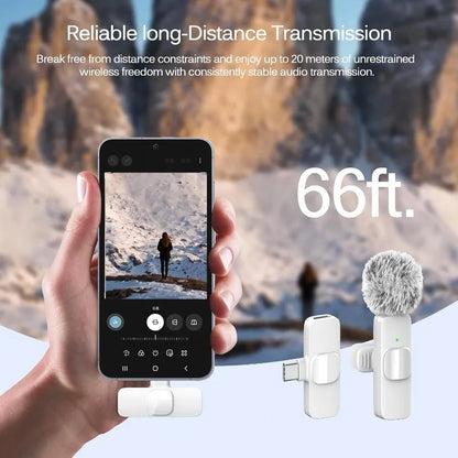 Wireless Lavalier Microphone Mini Lapel Mic with Noise Cancellation
