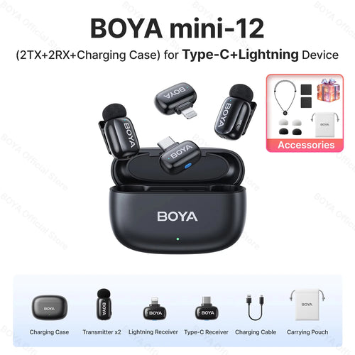 BOYA Mini Wireless Lavalier Lapel Microphone for iPhone iPad Android