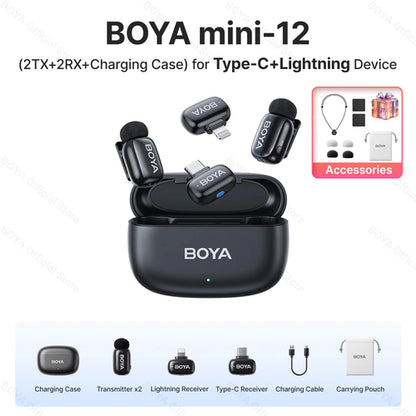 BOYA Mini Wireless Lavalier Lapel Microphone for iPhone iPad Android