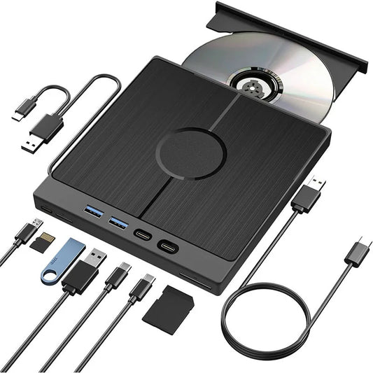7-in-1 USB 3.0 Type C External CD DVD RW Optical Drive DVD Player