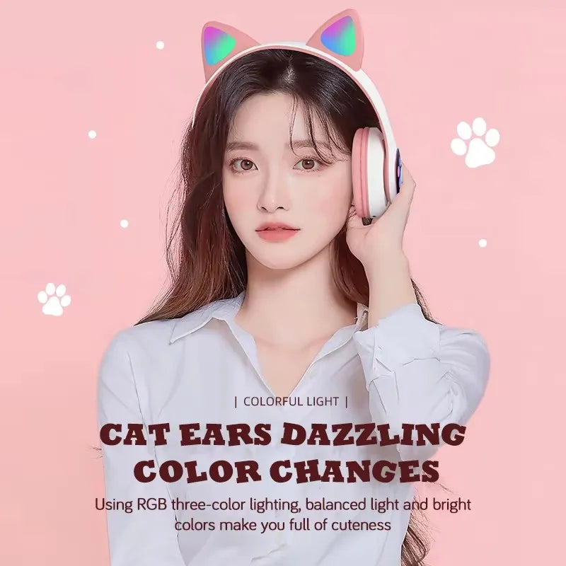Cat Shaped Wireless Bluetooth Earphones Handsfree Earbuds with