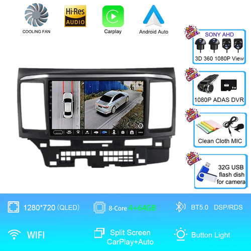 Android 16 For MITSUBISHI LANCER 9 10 X 2008 - 2016 Car Radio Video