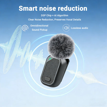 Mini Wireless Lavalier Microphone with Charging Case, 2.4G Noise