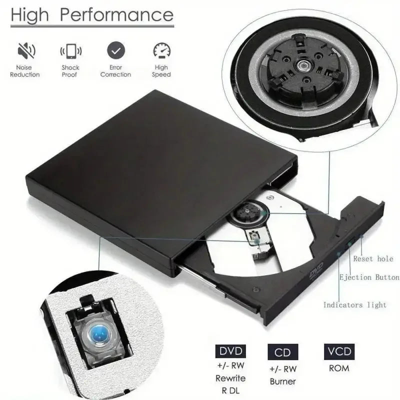 External CD DVD Drive, USB 2.0 Slim Protectable External CD-RW Drive