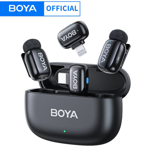 BOYA Mini Wireless Lavalier Lapel Microphone for iPhone iPad Android