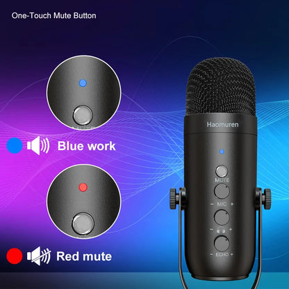 Haomuren Professional USB Streaming Podcast PC Microphone Studio