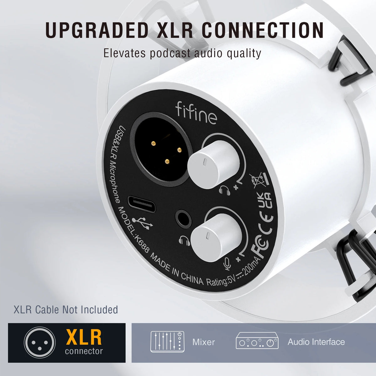 FIFINE Recording XLR Dynamic Microphone with Real-time Monitoring,USB
