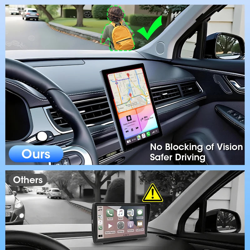 7/8/9'' Support Orientation & Portrait Car Mirror Radio Wireless