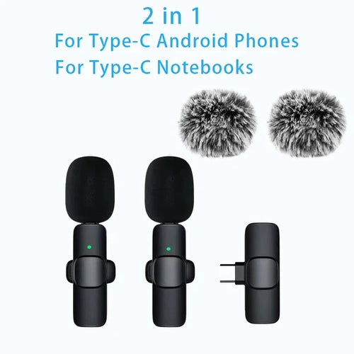 Wireless Lavalier Microphone Mini Lapel Mic with Noise Cancellation