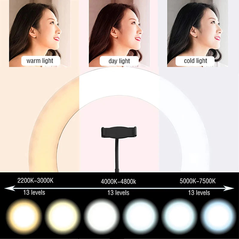 16/26/33cm LED Selfie Ring Light Dimmable LED Lamp Photography