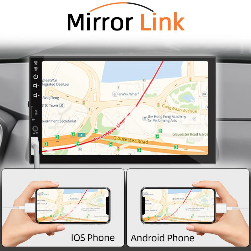 7“ Car Radio 1 Din Carplay Android Auto Multimedia Player HD Touch
