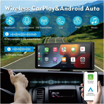Universal Portable Wireless Carplay Screen for Car with Android Auto