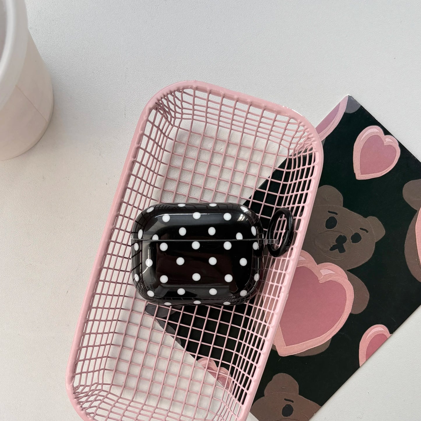 Simple Fashion White Polka Dot Pattern Black Glossy Protective