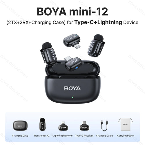 BOYA Mini Wireless Lavalier Lapel Microphone for iPhone iPad Android
