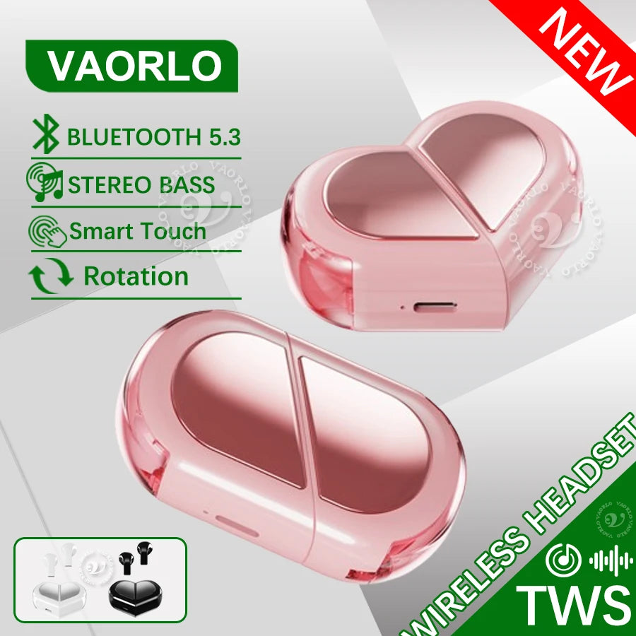 New Fashionable Bluetooth Wireless Headphone Heart Shaped TWS Headset