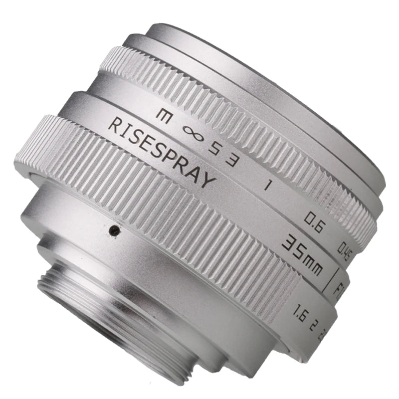 Silver Mini 35mm f/1.6 APS-C CCTV Lens+Adapter Ring for