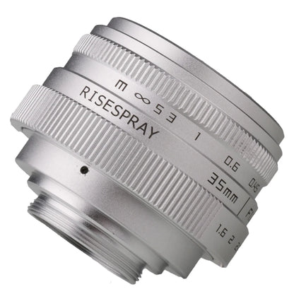 Silver Mini 35mm f/1.6 APS-C CCTV Lens+Adapter Ring for