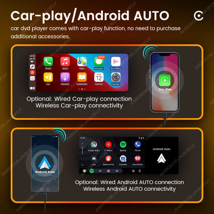 1Din Wireless CarPlay Android AUTO HD touch screen Universal 6.86''