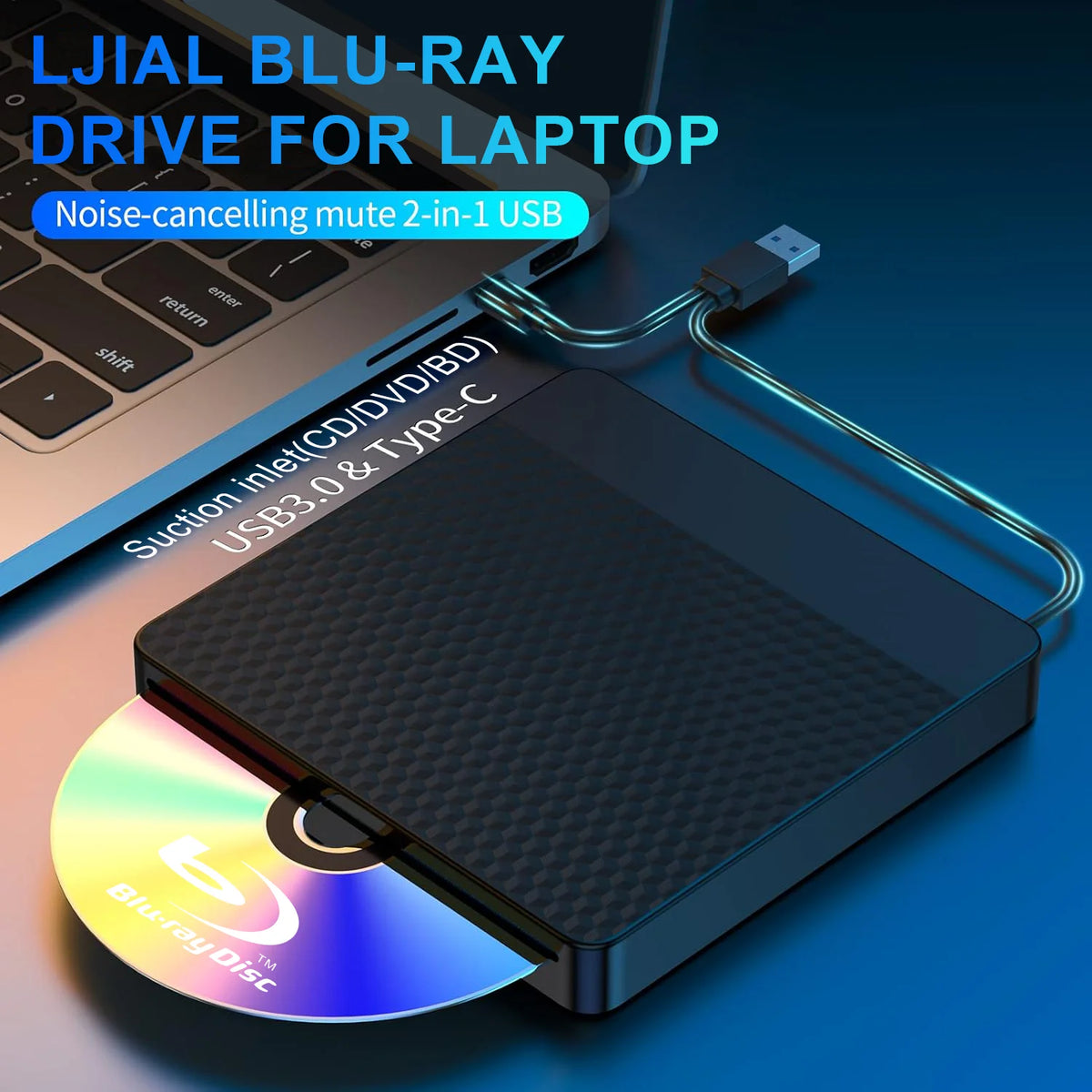 External Blu Ray Drive for Laptop USB3.0&Type C Slot-in BD Burner